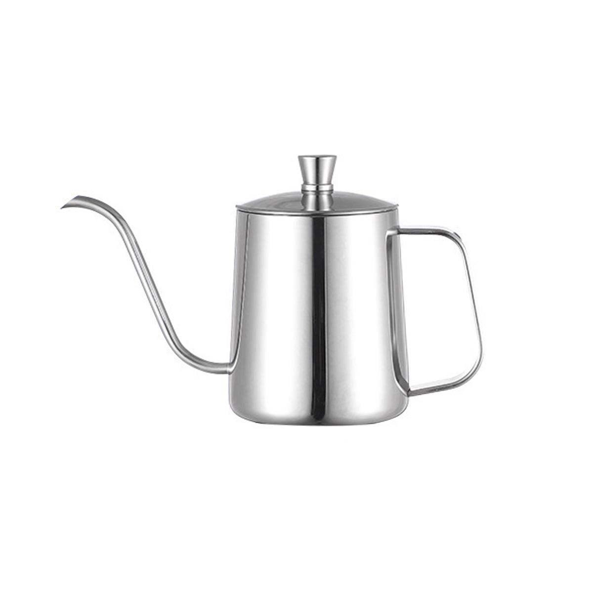 Pour Over Kettle Gooseneck Spout Coffee Tea Pot 20OZ with Lid, Hanging Ear Hand Blunt Long Narrow for Coffee Maker Carafe серебряный