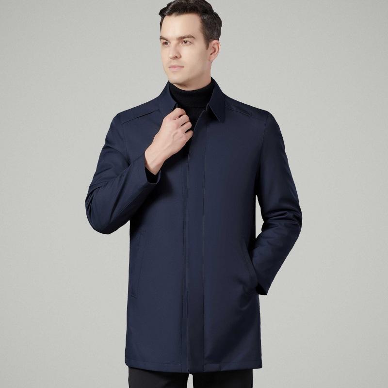 

Ветровка мужская со съемной подкладкой, зимнее пальто средней длины для пап среднего возраста, повседневное деловое пальто с утолщенными лацканами 195