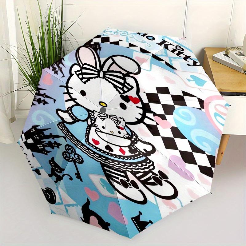 

Hello Kitty,Cafe Automatic Folding Umbrella-Simple 8-Rib Design, Bright Cartoon Pattern, Durable Iron Frame, Suitable For Travel, Outdoor, B