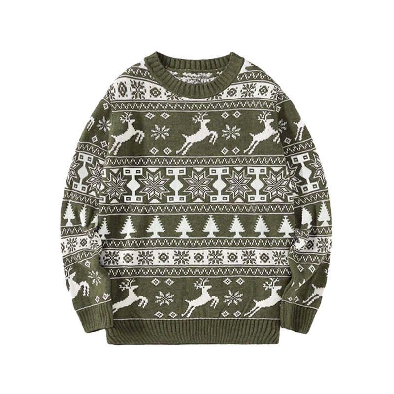 Teen Boys Christmas Knit Sweater Loose Fit Round Neck Long Sleeve Warm Top