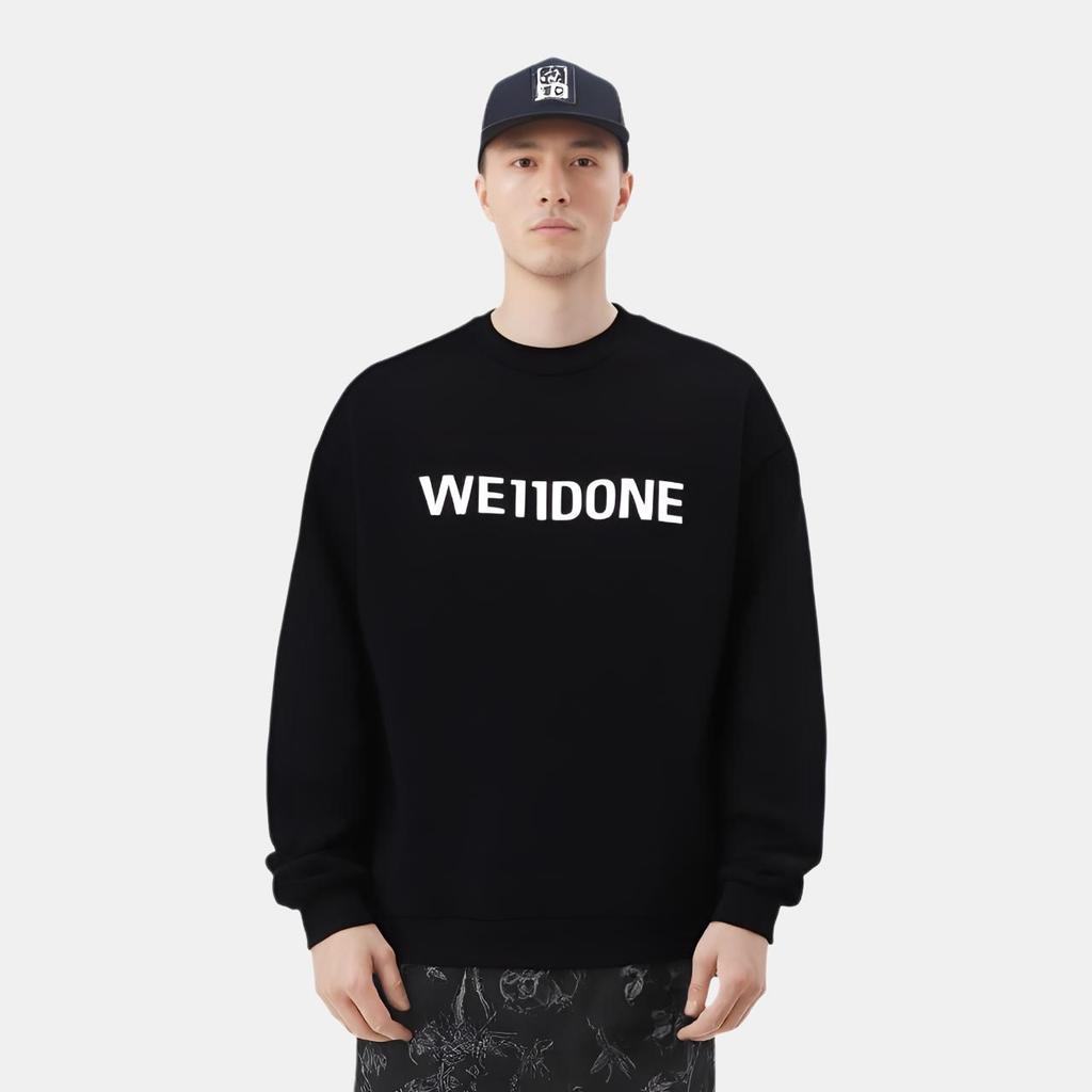 WE11DONE Fw22 Solid Color Logo Print Crewneck Sweatshirt Unisex Sweatshirt Black WD-TS3-22-844-U-BK