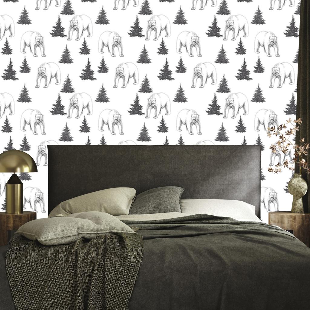 Bears and Spruces Wallpaper for Living Room and Bedroom 50x1000