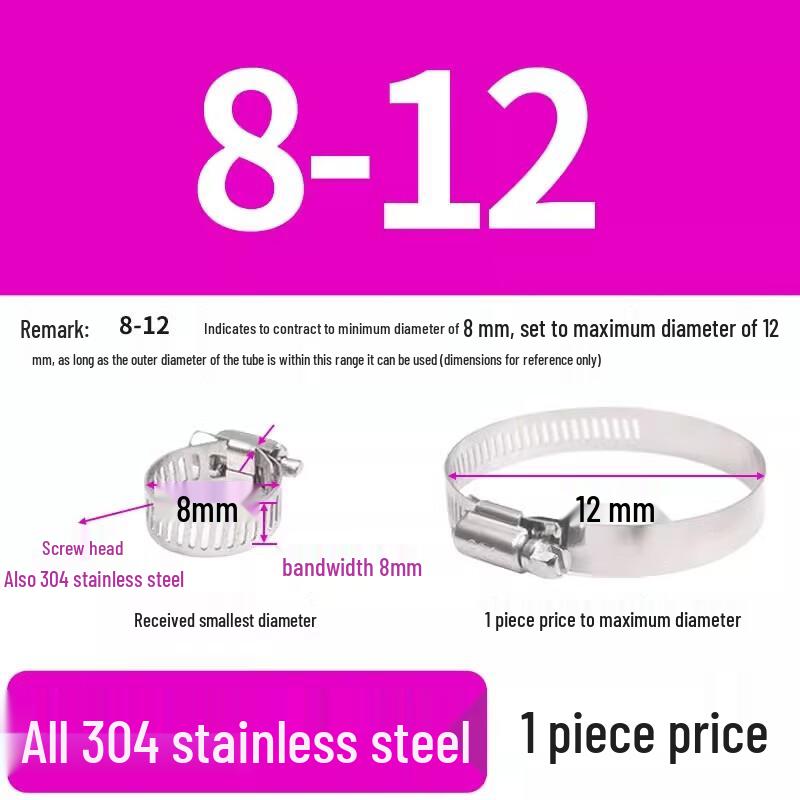 Jiemengzhe Flat-Head American Type Stainless Steel Hose Clamp
