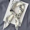Women's Korean Style Retro Printed Imitation Silk Scarf for Professional and Casual Use