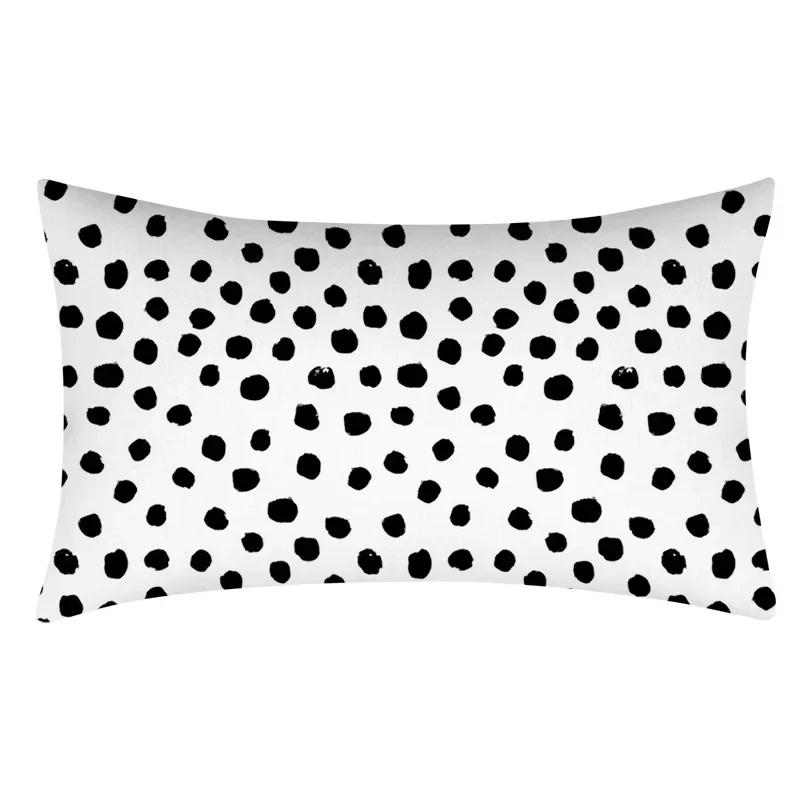 Rectangular Pillowcase Sofa Decorative Pillow Geometric Print Cushion Cover Simple Style Black and White