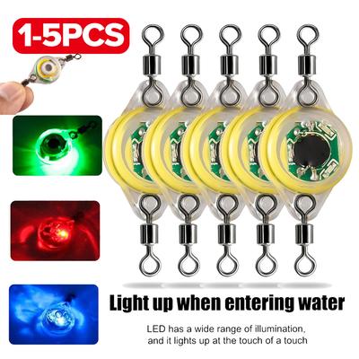 1 To 5 Pack LED Fishing Bait Eye Shape 4 Color Flashing Deep Drop Underwater Fishing Squid Bait Luminous To Attract Fish