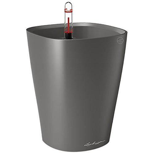 Pot de table - lechuza - deltini - anthracite métallisé - 14x14x18 cm - réserve d'eau intégrée