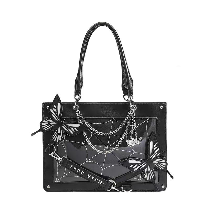 Labyrinth Schmetterling Spinnennetz Buchstabenkette Handtaschen DIY Transparente Ita Tasche Y2K Lolita Gothic Tragetasche Vintage Mode Umhängetasche