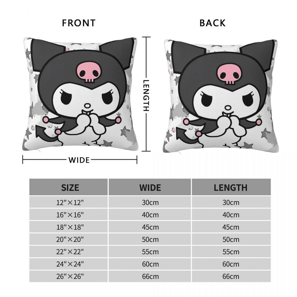 Cartoon Glücklich Kawaii Kuromi Kissenbezug Polyester Kissenhülle Dekor Wurfkissenbezug Wohnzimmer Reißverschluss 18'