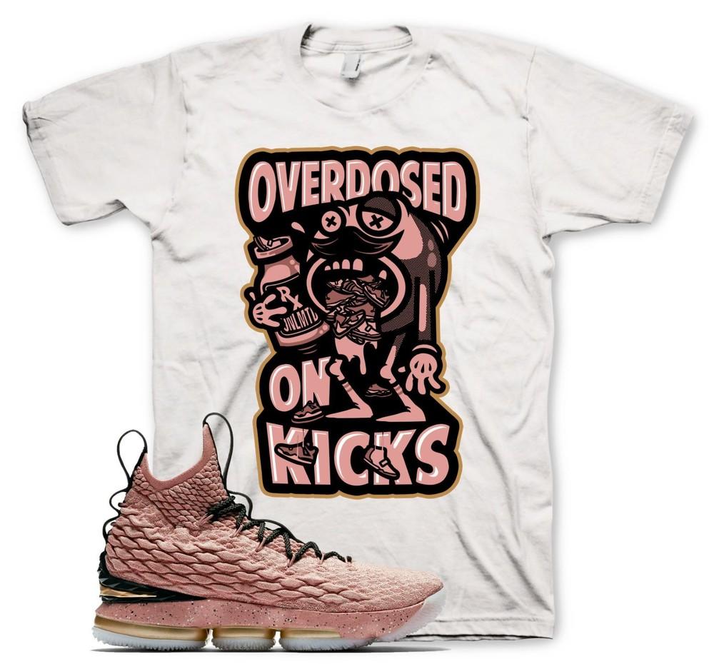 White OVERDOSED ON KICKS T Shirt for N Lebron 15 Hollywood All Star Rust Pink Unisex T-Shirt XXL