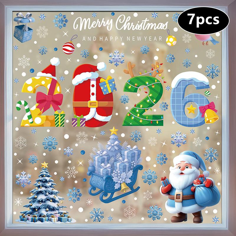 Creative Christmas Decorations, Electrostatic Stickers, Shop Window Decorations, Christmas Decorative Glass Stickers
