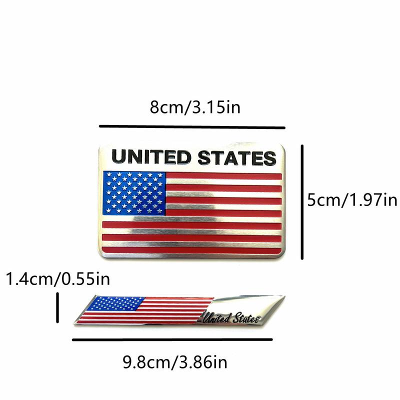 2pcs American Flag USA Metal Car Logo Suitable for Body Trunk Tail Side Sticker Decorative Decal Accessories