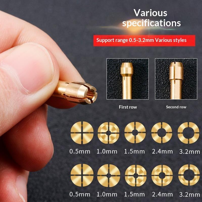 11Pcs/Lot Mini Drill Brass Collet Chuck For Rotary Tool 0.5-3.2Mm Brass And Nut For Accessories Set