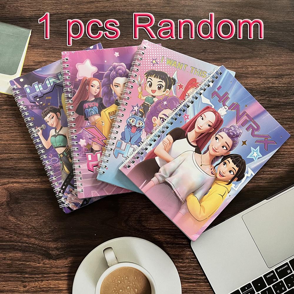 Demon Hunter Anime Notebook Set - Cute Coil-Bound Diary Journal for Students Office Supplies Random 1/2/4pcs Gift