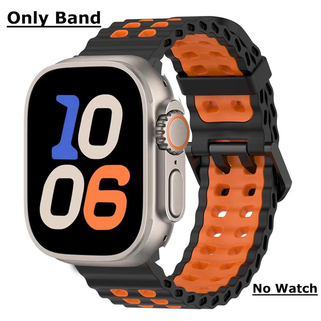 Ocean Silicone Strap for Apple Watch Ultra 2 49mm Band Breathable Bracelet for iWatch Series 10 46mm 42mm 9 8 7 6 SE 45mm 44mm