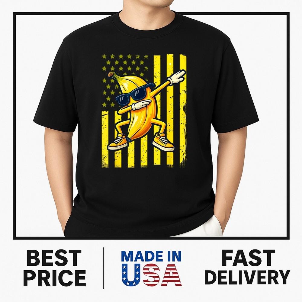 Graphic Banana Retro American Flag Dabbing Banana Lover T-Shirt ON TREND Unisex T-Shirt XXL