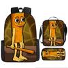 Three-pack Lightweight Children's School Bag Set, School Bag + Lunch Bag + Pencil Bag, Printed School Bag Set