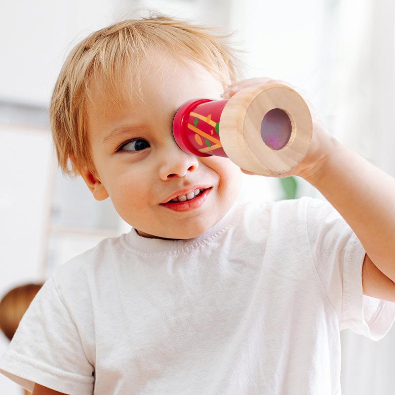 Drewniany kalejdoskop prezent edukacyjny dla dzieci zabawka wielokątny teleskop chłopcy i dziewczynki uczniowie ręcznie robiony eksperyment