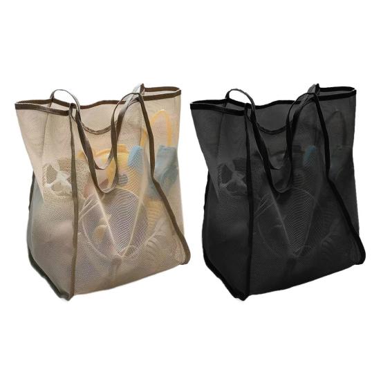 Storage Bag Large Capacity Mesh Tote Breathable Transparent Beach Bag for Swim Gym Shopping Foldable Compact Travel Bag Multipurpose Organizer