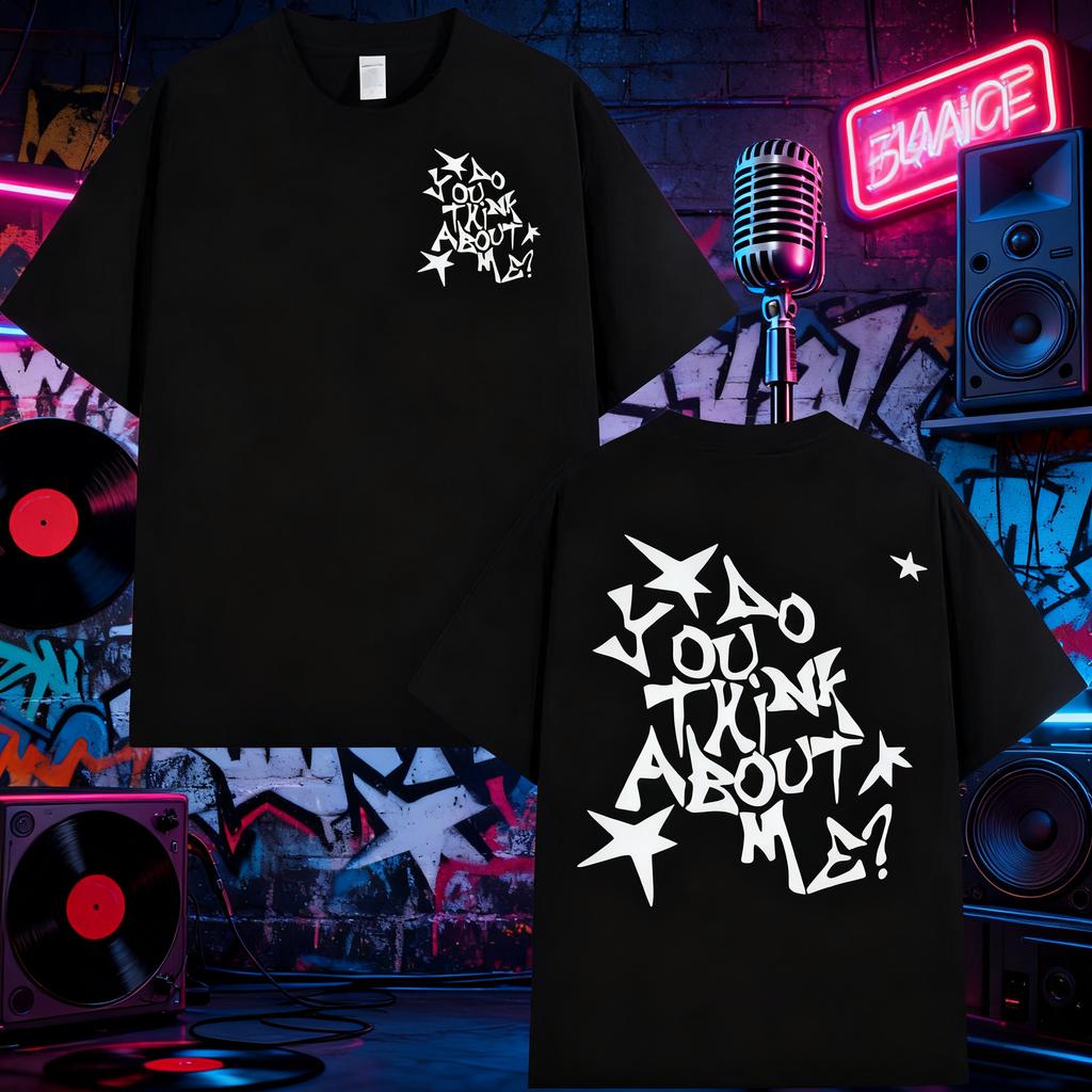 2025 Summer Rapper NSQK AOOU THNK ABOUT MEs New Album Mens Retro Fashion Cotton Shortsleeved Hiphop Street Clothes