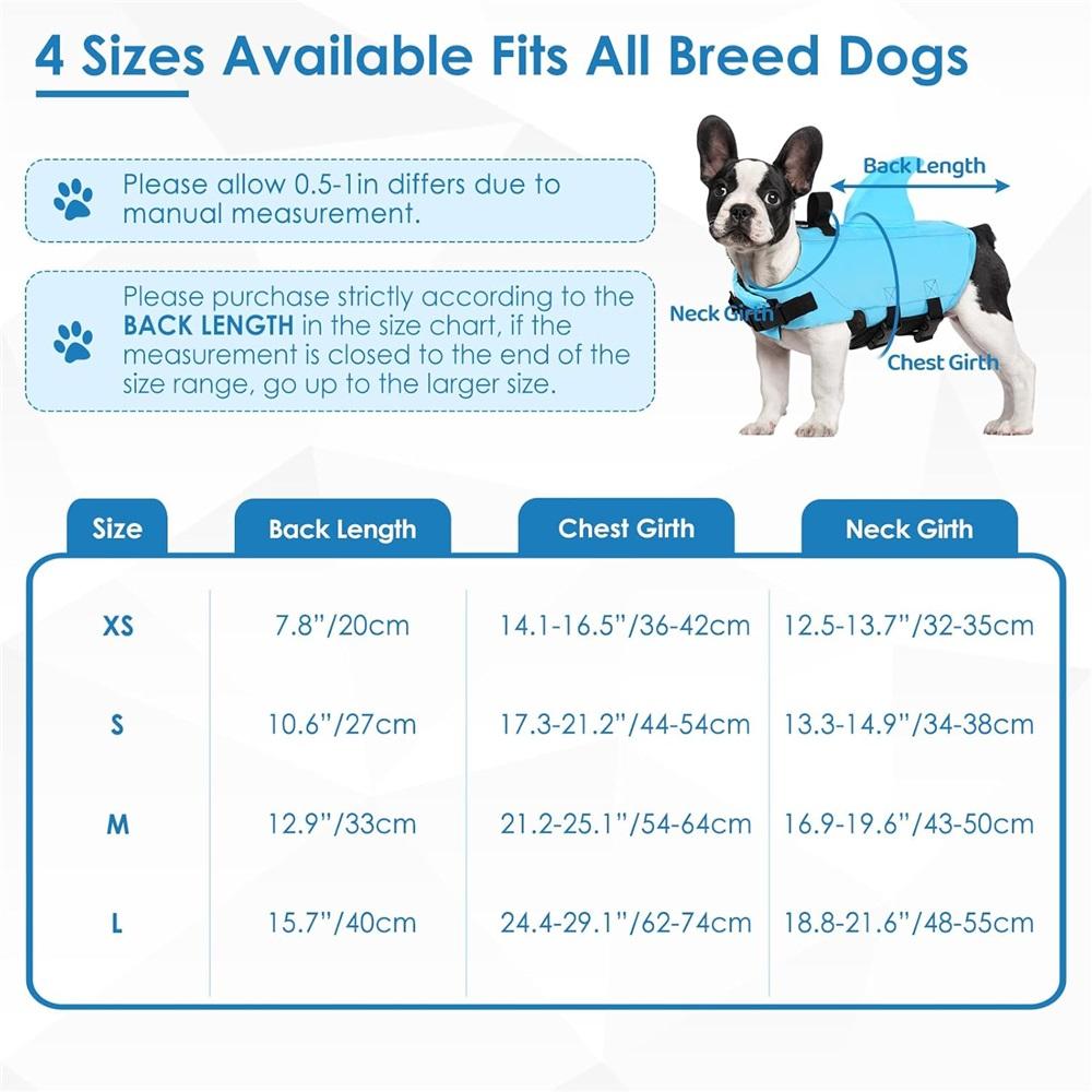 Hai-Rettungsweste für Hunde, reflektierende Hundeschwimmweste für Schwimmboote und Pools, Sicherheitsbadeanzug mit hoher Schwimmfähigkeit, verstellbarer Rettungsring für Haustiere
