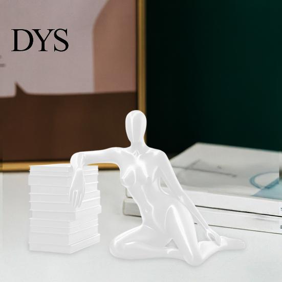 Women Desktop Ornament 3D Printed Abstract Figurine, Modern Female Body Art Statue, Minimalist Bookcase Decoration Leaning Book Sculpture for