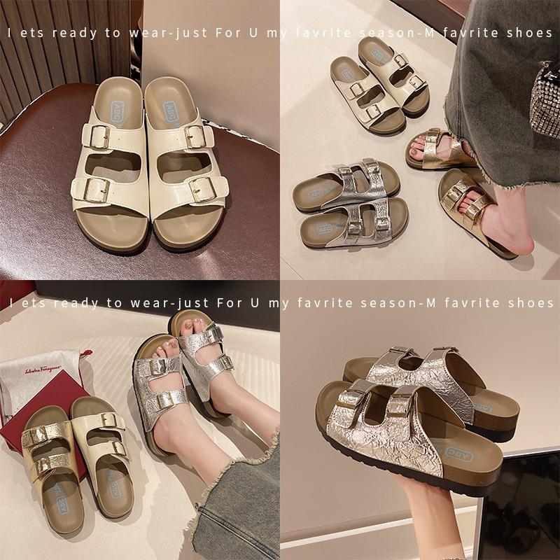 Thick-soled slippers women's summer wear new retro casual beach one-word cool slippers