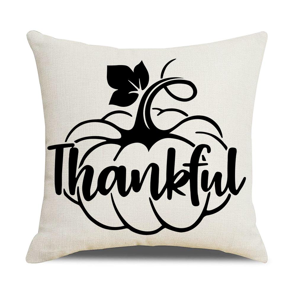Simple Autumn Pillow Peach Velvet Linen Printed Pumpkin Harvest Pillow Cover Home Cushion Cover