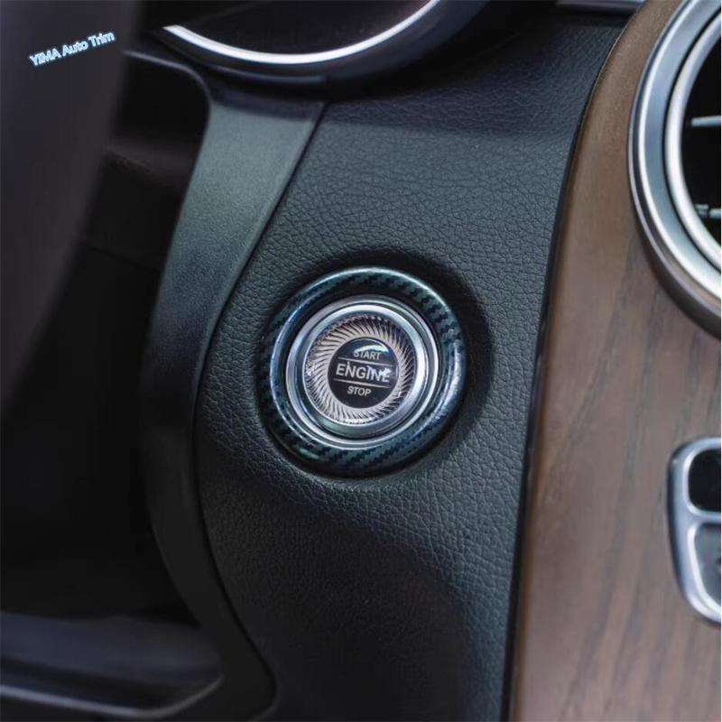 Car Start Stop Engine Button Ring Cover Trim Accessories Fit For Mercedes-Benz C CLASS W205 C200 C260 GLC X253 E Class W213 E300