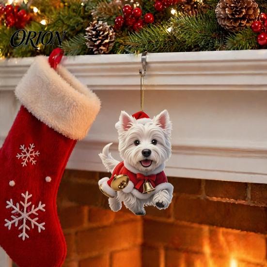 2D Acrylic Holiday Pendant Christmas Animal Ornaments, Cute Flat Hanging Decorative Festival Ornament Decoration for Xmas Tree, Winter Party,