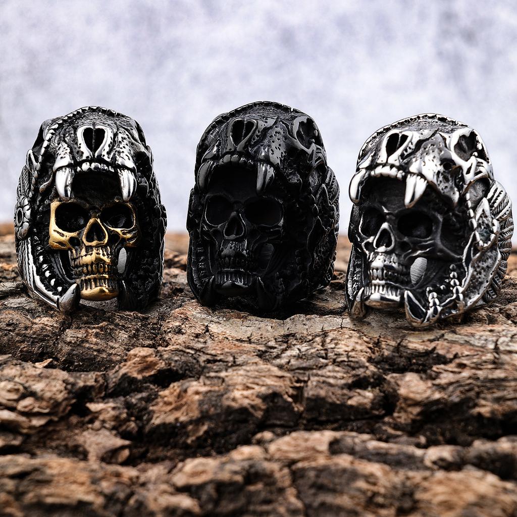Ring domineering big skull shape ring men's retro fashion jewelry