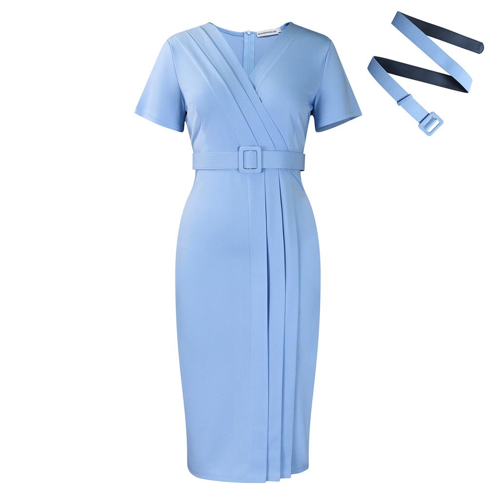 L Large Size Women's Clothing New Fashion and Thin V-neck Temperament Commuter Dress