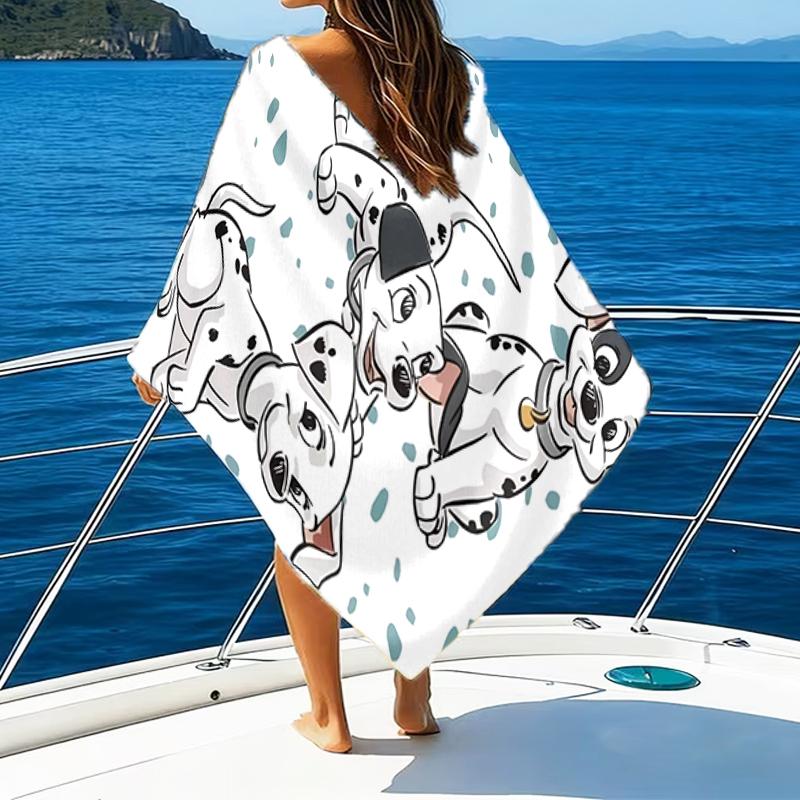 Dalmatian Paws Collar Beach Towel - Soft, Absorbent Microfiber, Lightweight, Ideal for The Beach, Parties, Travel, Camping fan gifts