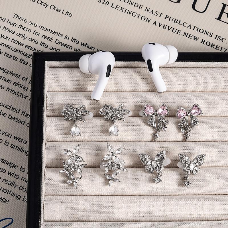 1Pair Butterfly Headphone Buckle Diy Zircon Headphone Decoration Clip Removeable Easy To Install Earbud Accessories