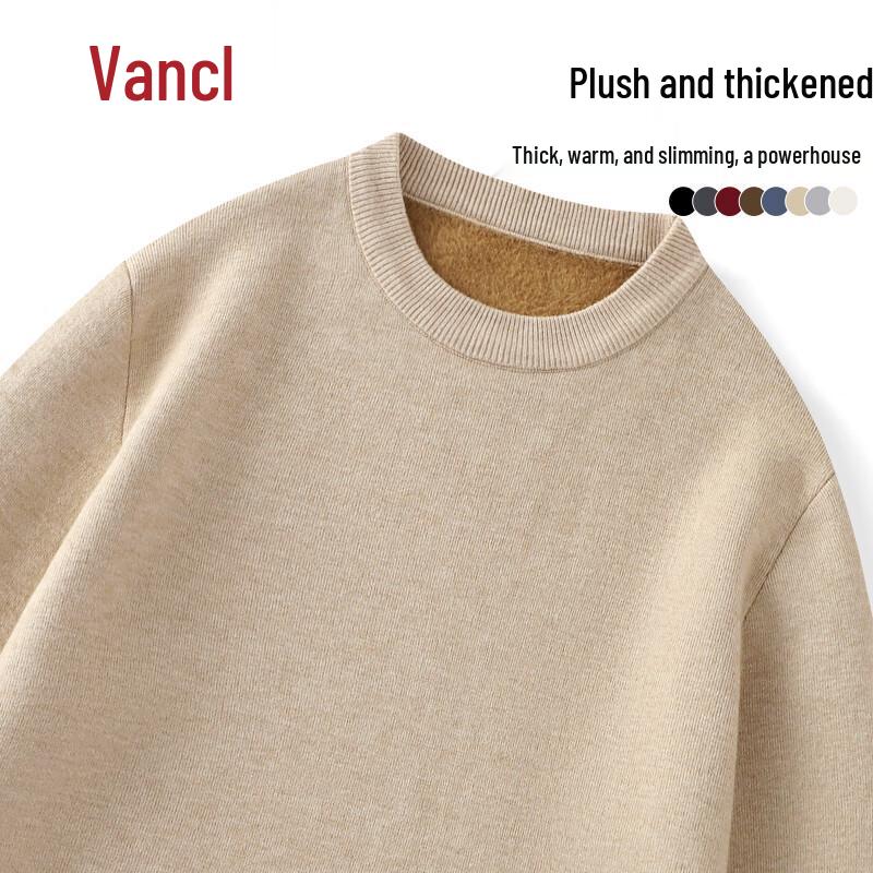 VANCL Men's Thickened Fleece Lined Round Neck Sweater