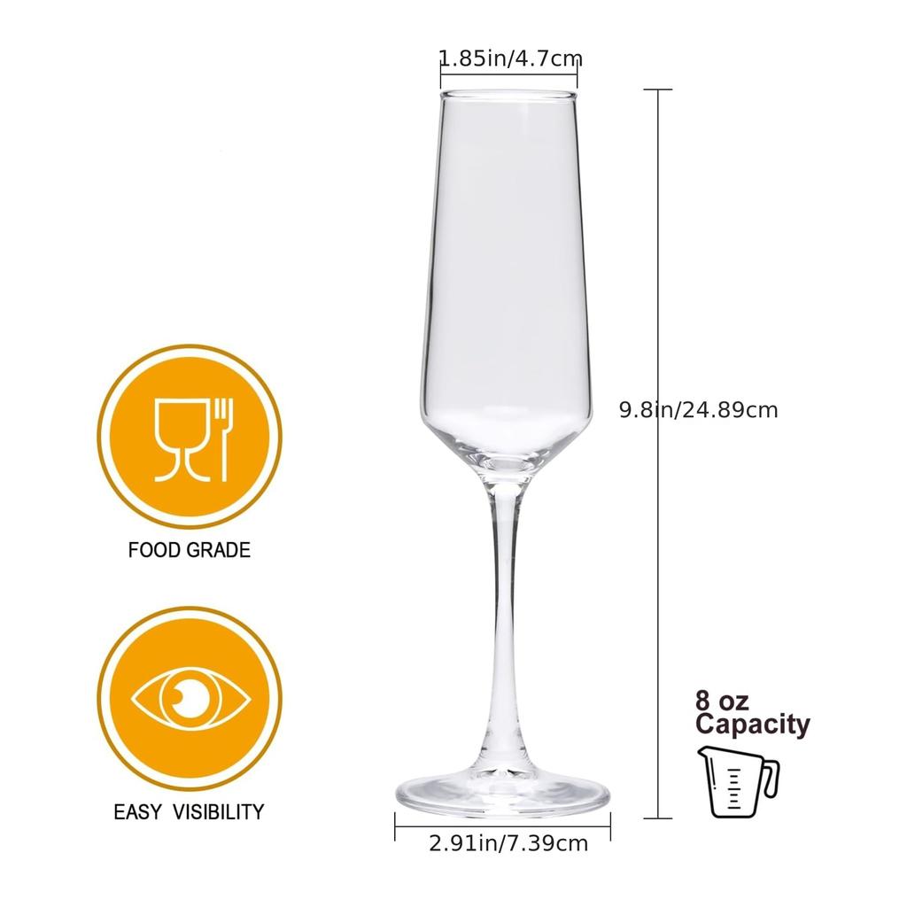 6ks Šálky na šampaňské Elegantní 8oz flétna na šampaňské Čirá šumivá sklenice na flétnu na šampaňské Sklenice na mimózu pro restauraci Prosa Výročí svatby