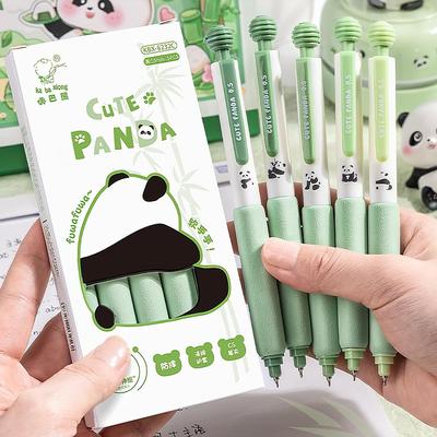 Juego de 5 bolígrafos de gel con punta flexible, diseño de panda/nebulosa Aurora, de 0,5 mm, color negro, tinta de secado rápido para escribir en la escuela
