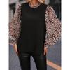 2024 Spring New Lantern Sleeve Chiffon Women's European and American All-Matching Leopard Print Print Pullover Women's Long-Sleeve Shirt Thin