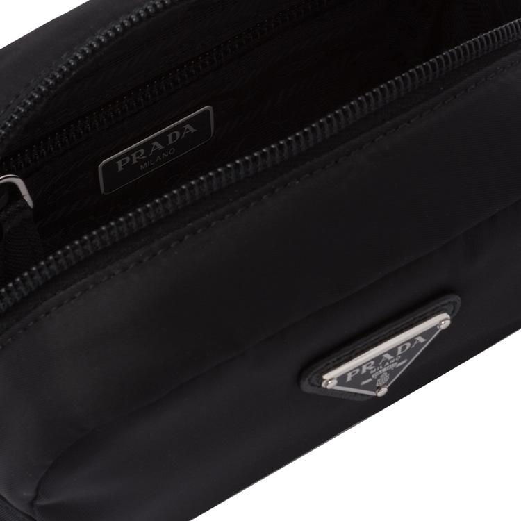 Prada Re-Nylon Enamel Triangle Logo Clutch Unisex Clutch Black 1NS175_R067_F0002