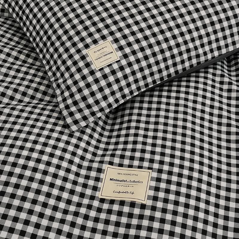 Classic Plaid Bedding Set, 1 Duvet Cover 2 Pillowcases, Brushed Microfiber, Ultra-soft,Bed Set for 1/2 People