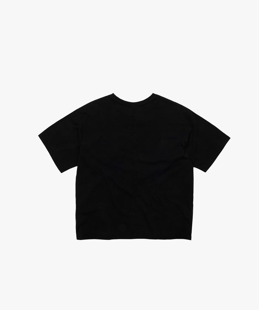 Liomeu Curved Incision Washed Short Sleeve T-Shirt_Black