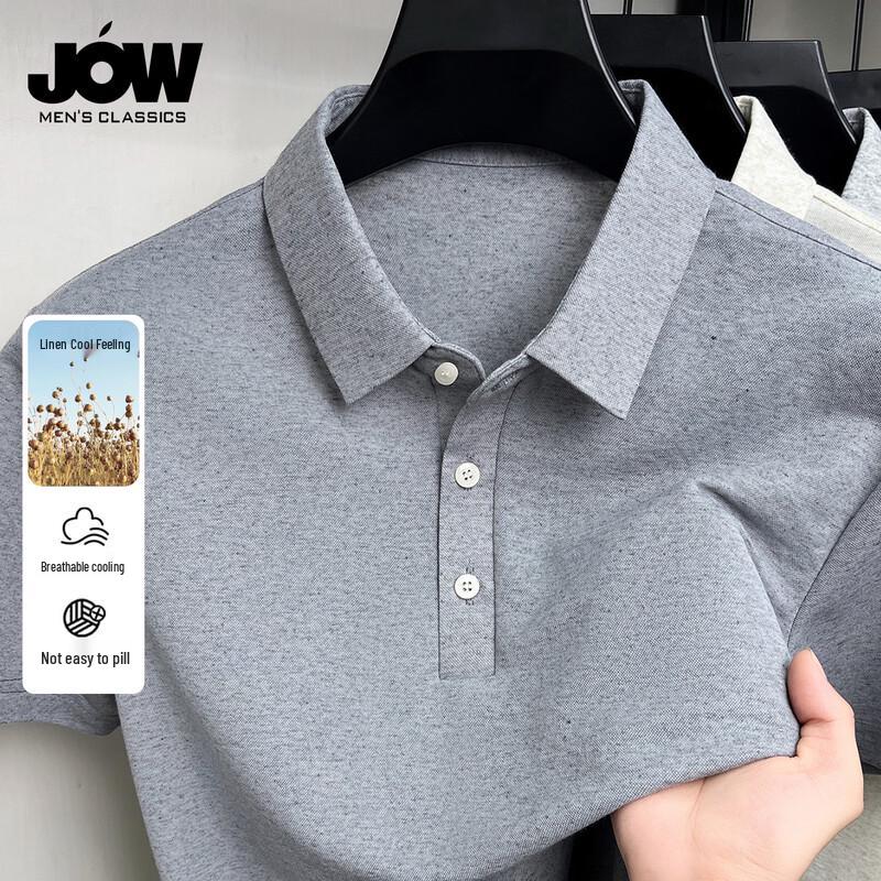 

JOW Men s Short Sleeve Linen Blend Polo Shirt XL