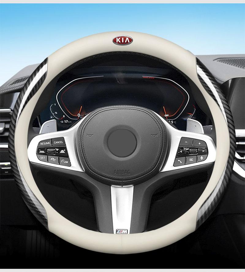 PU Carbon Fiber Leather Car Steering Wheel Cover Car Accessories For Kia Cerato