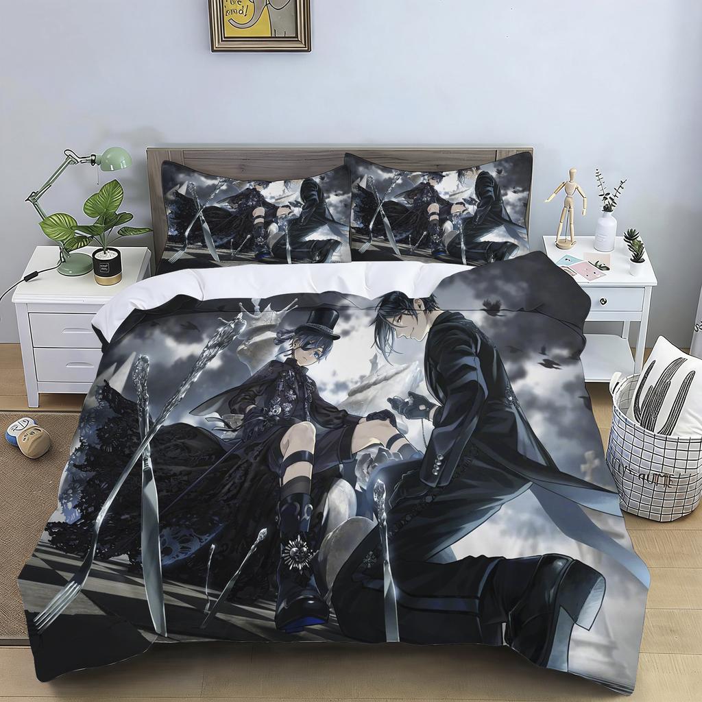 2/3pcs Bedding Set Cartoon Japanese Manga Black Butler Duvet Cover Childlike Bedroom 100% Polyester Adult Gift