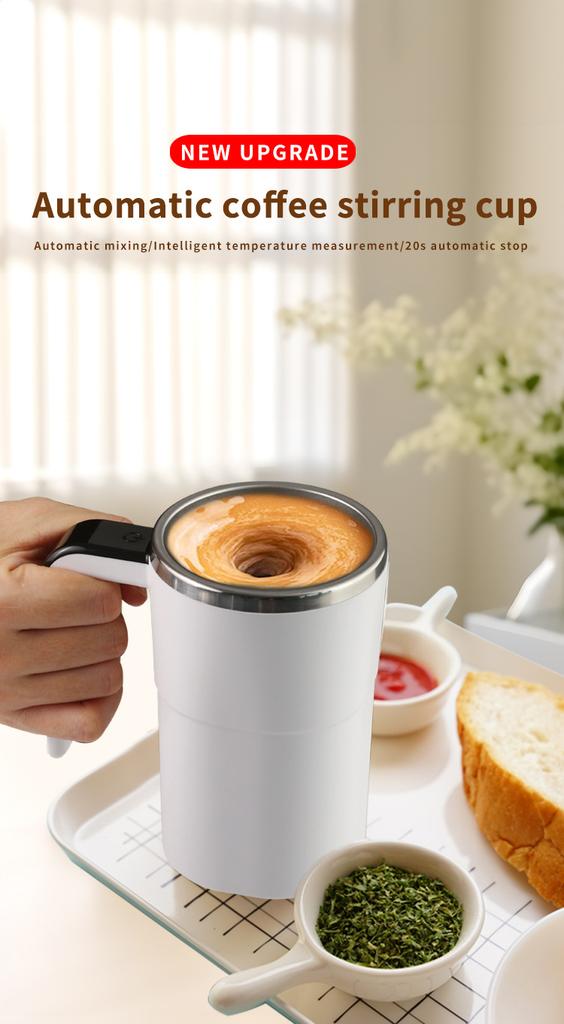 380ML Automatic Magnetic Stirring Mug with Lid Stainless Steel Waterproof USB Electric Mixing Coffee Mug 2025 New