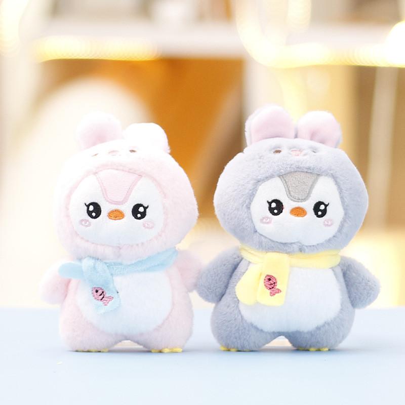 Rabbit Penguin Into Plush Doll Keychain Cartoon Toy Decoration Pendant Gift