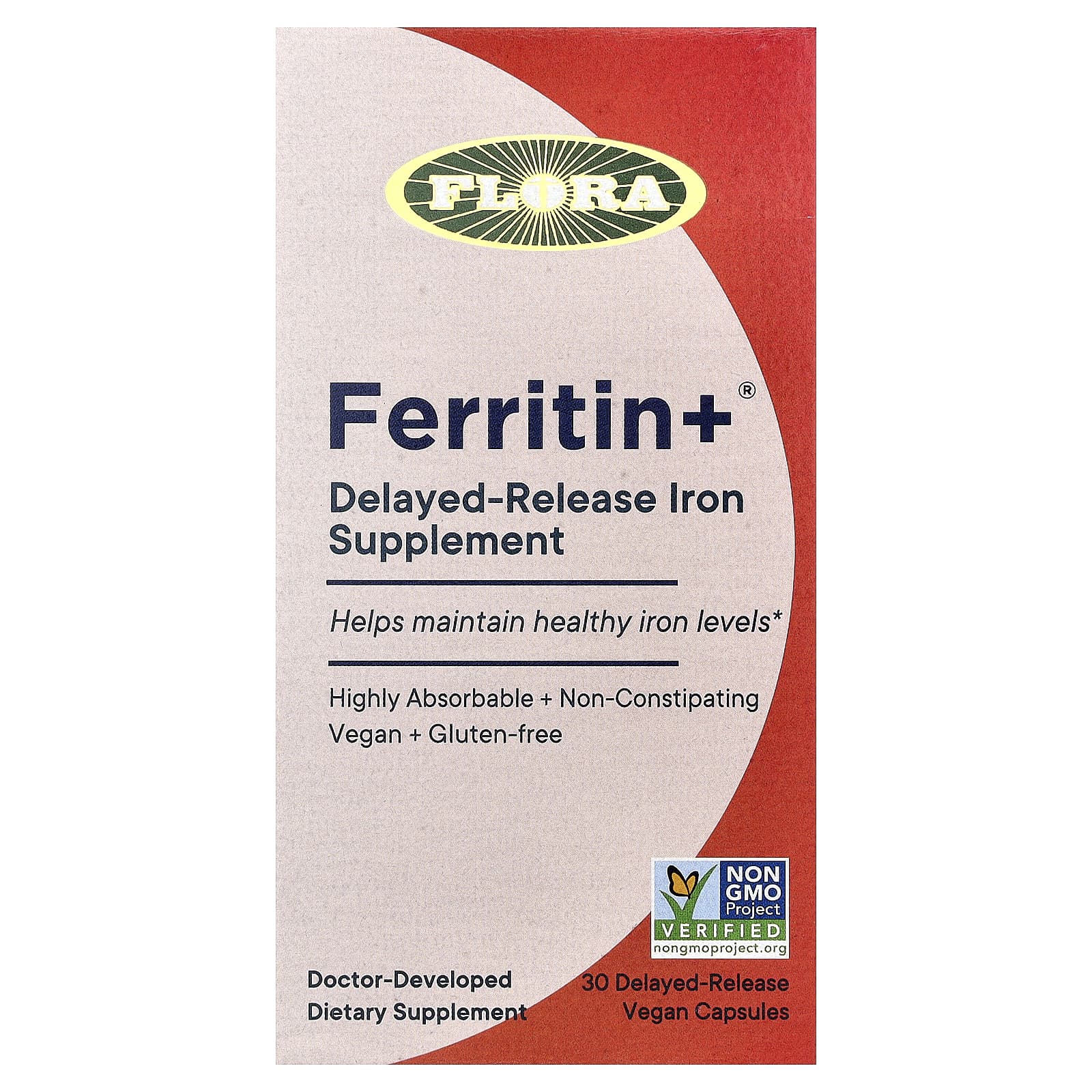

Flora, Ferritin +®, Delayed-Release Veggie Capsules, 30 (20 mg per capsule)