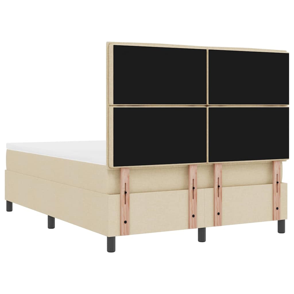 Box Spring Bed with Mattress Cream 160 x 200 cm Fabric