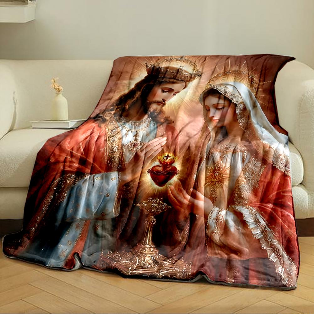Sacred Heart Icon Blanket DesignFlannel blanket for bedroom, living room, sofa, and nap