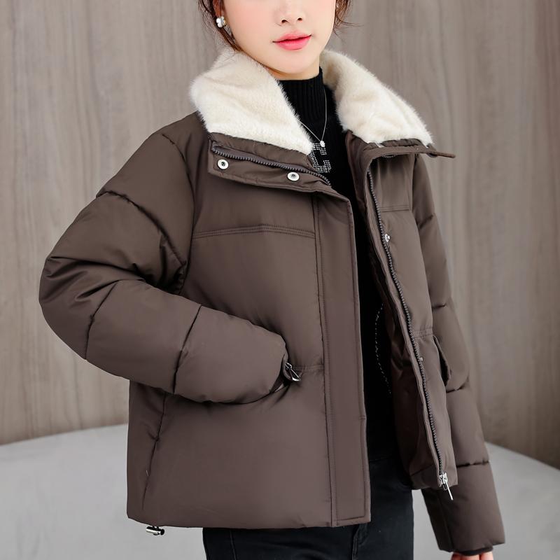 Fashion Women's Winter Jackets Faux Fur Collar Casual Thick Short Parkas Female Warm Coat